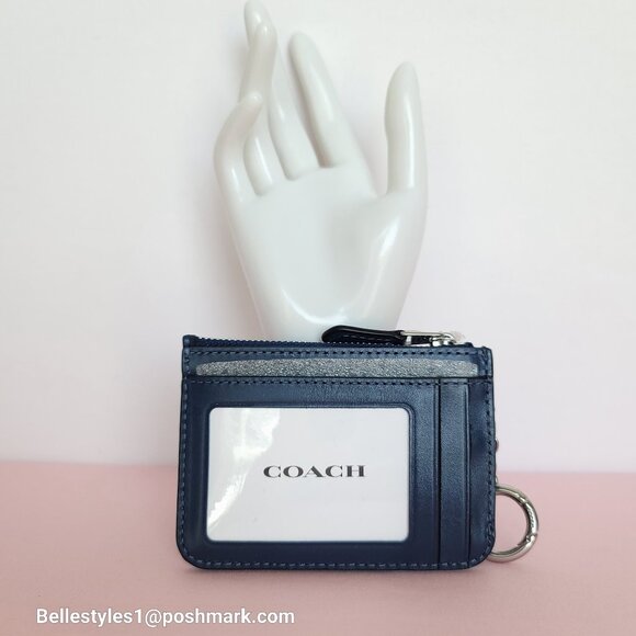 COACH Mini Skinny ID Card Case in Denim Signature- Deep Blue multi color ⭐ - Picture 9 of 16